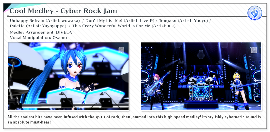 Cool Medley ~Cyber Rock Jam~ | Artists: wowaka / Live-P / Yuuyu / Yuyoyuppe / n.k | Medley Arrangement:DIVELA | Vocal Manipulation: Osamu